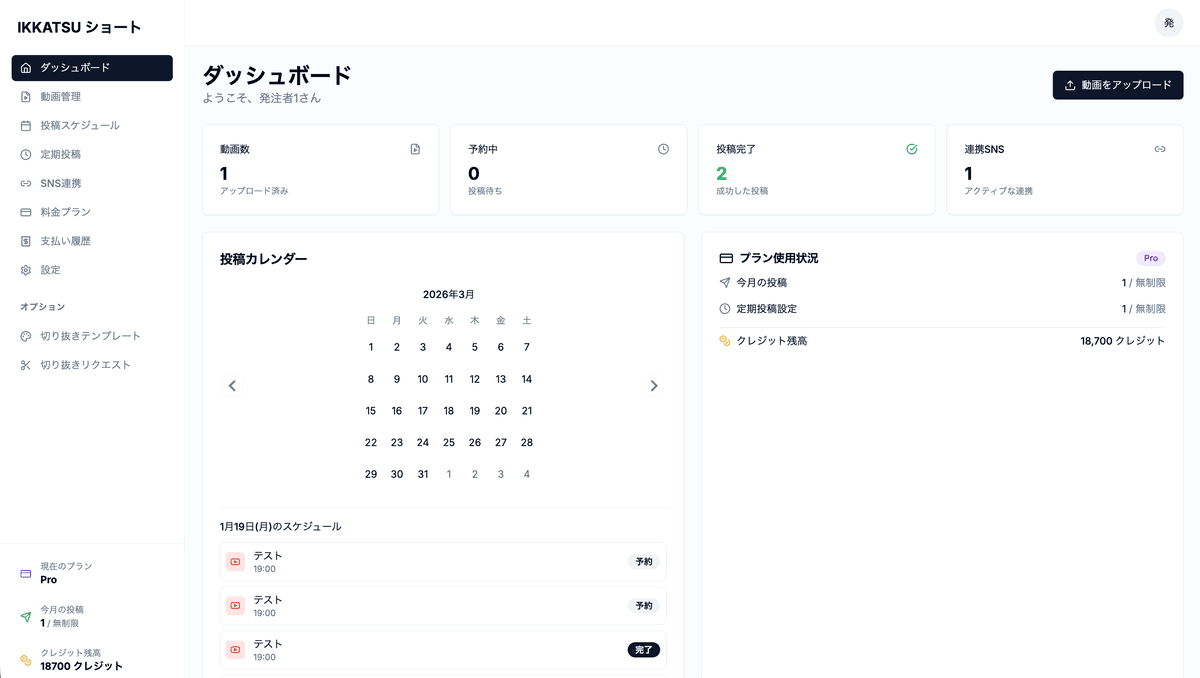 投稿管理画面